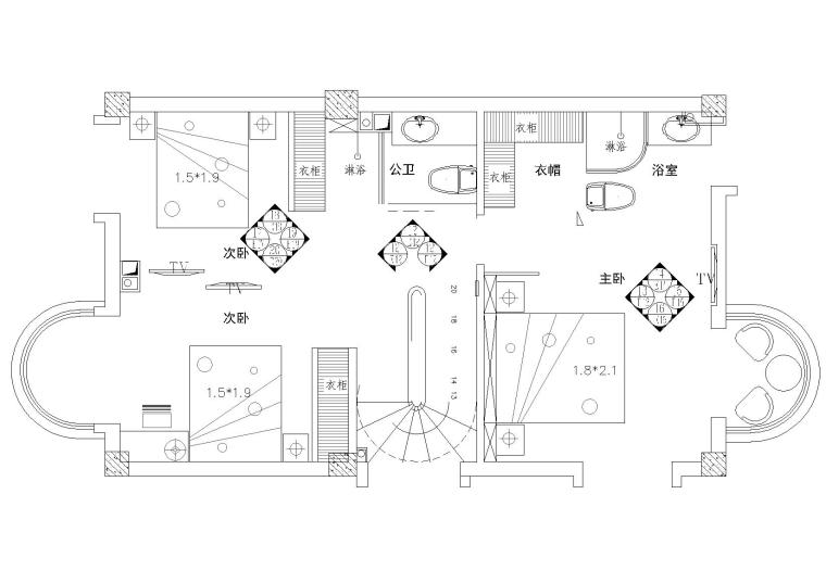 [廈門]風(fēng)景秀麗山莊簡歐三層別墅室內(nèi)裝修施工圖（含效果）